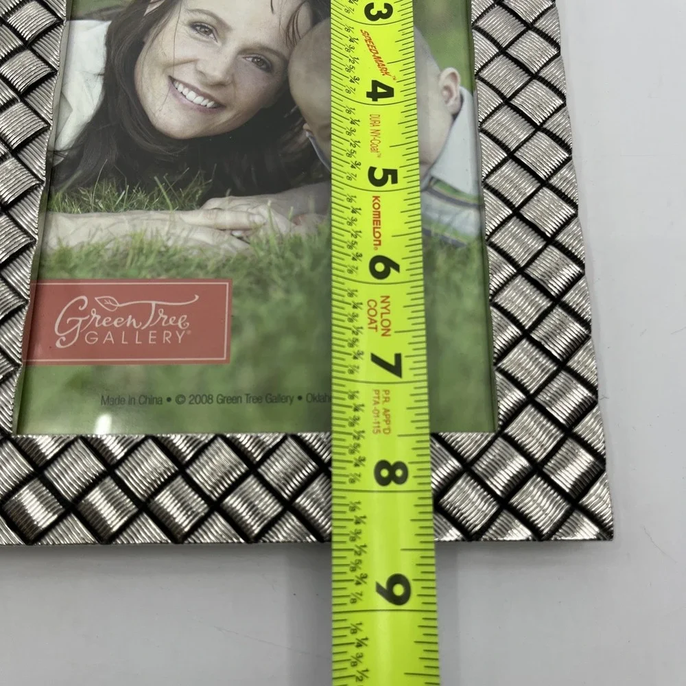Pewter Heavy Picture Frame Criss Cross Pattern Fits 5x7